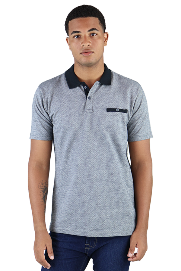 Playera Tipo Polo Tela Tejido A Puntos Color Gris Slim Fit Para Hombre
